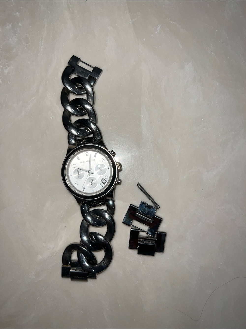 Michael Kors Silver-Tone Chain-Link Chronograph Watch